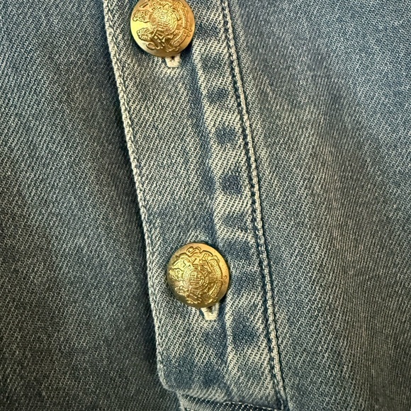 Lane Bryant|Dark Blue Denim Top with boho gold buttons,oversized boyfriend fit• - Picture 4 of 13